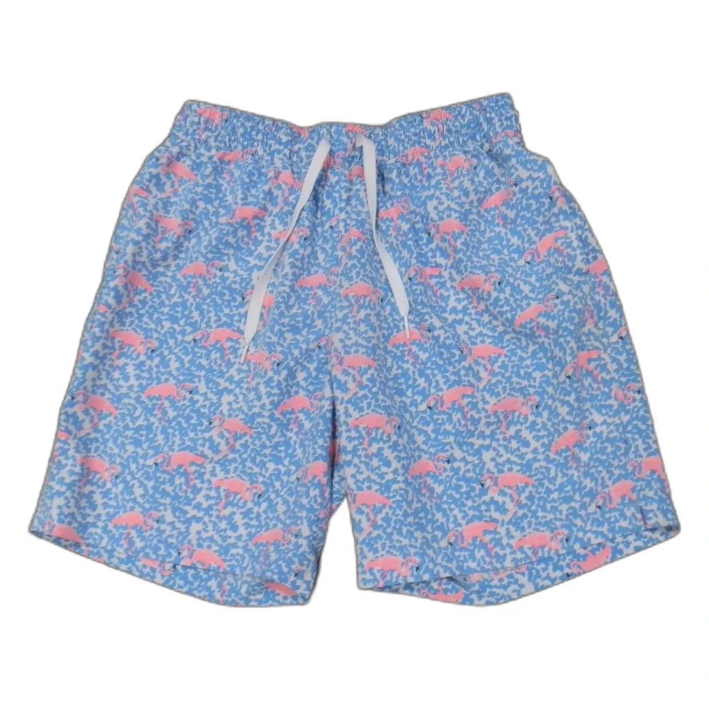Chubbies Blue Pink Flamingo Swim Trunks Shorts 7 Inch Inseam Men's Size Small